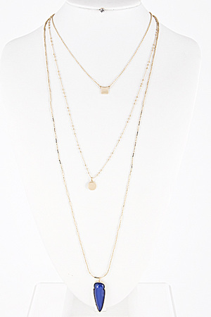 Three Line One Color stone Necklace 5GBG9